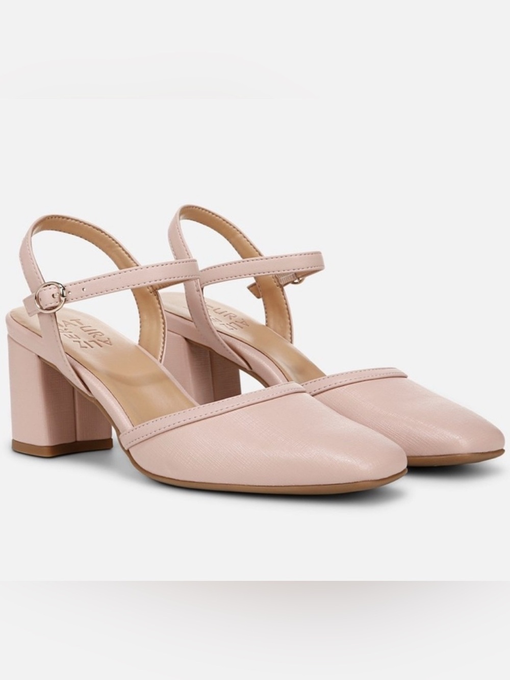 Naturalizer Wave Dress Cameo Blush Pink Faux Leather Block Heel Sandals
